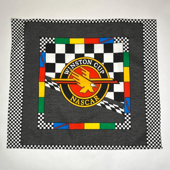 VTG Winston Cup NASCAR Bandanna Checked Flag Design Eagle Black Red 19.25" X 17" - Picture 1 of 7